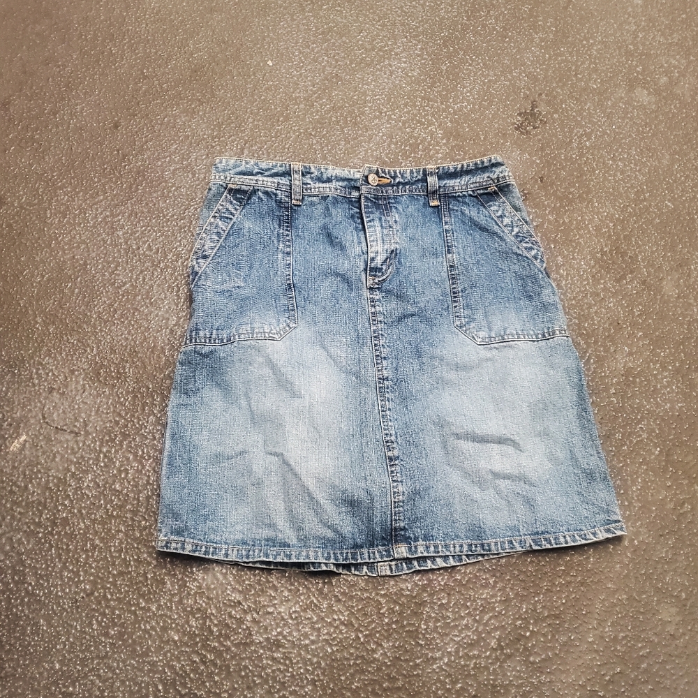 Vintage 90s Style Y2K  Denim Skirt Size 14 Fall Fashion Festival Grunge